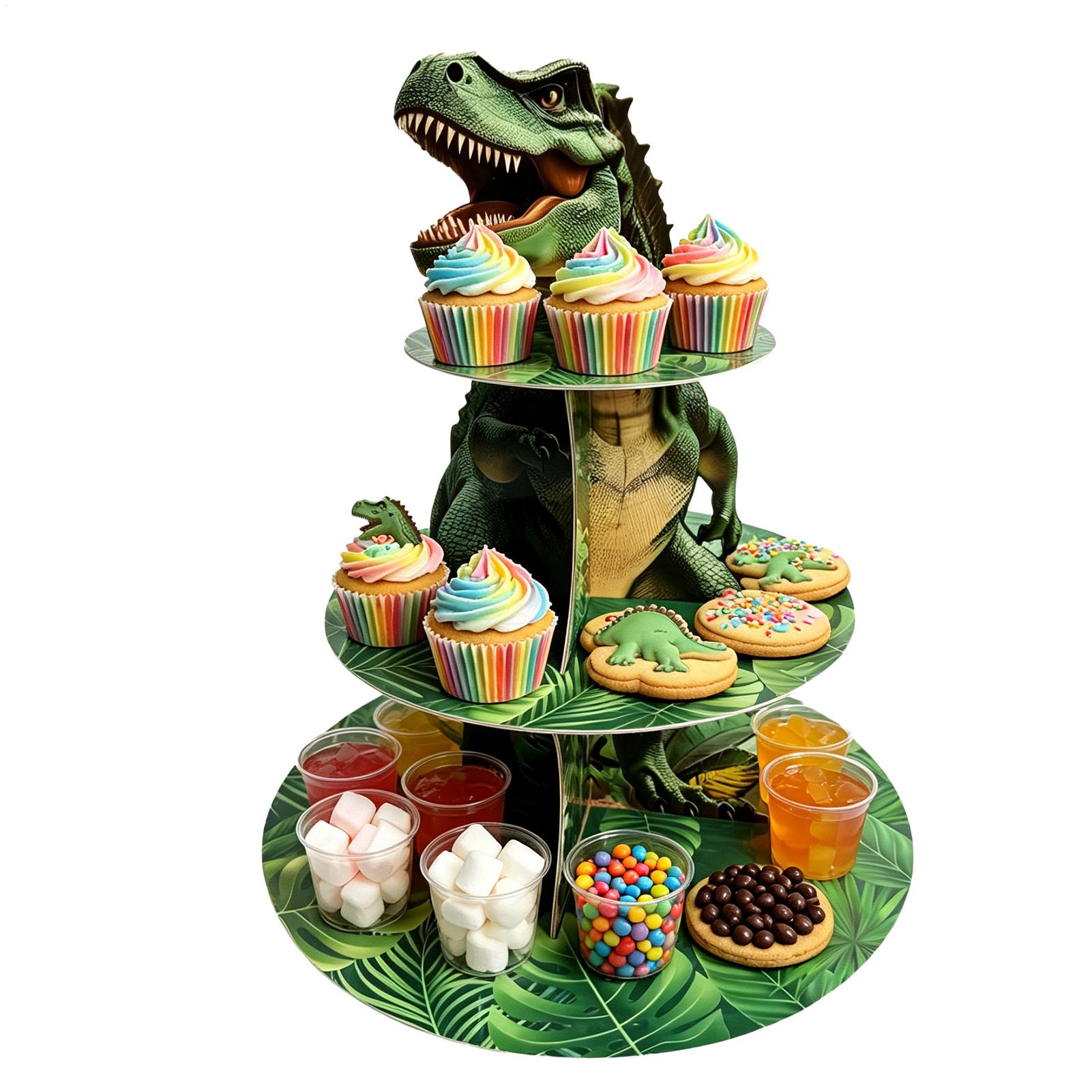 Home Bar Shelf - Rak Kue 3 Tingkat Bentuk Dinosaurus,