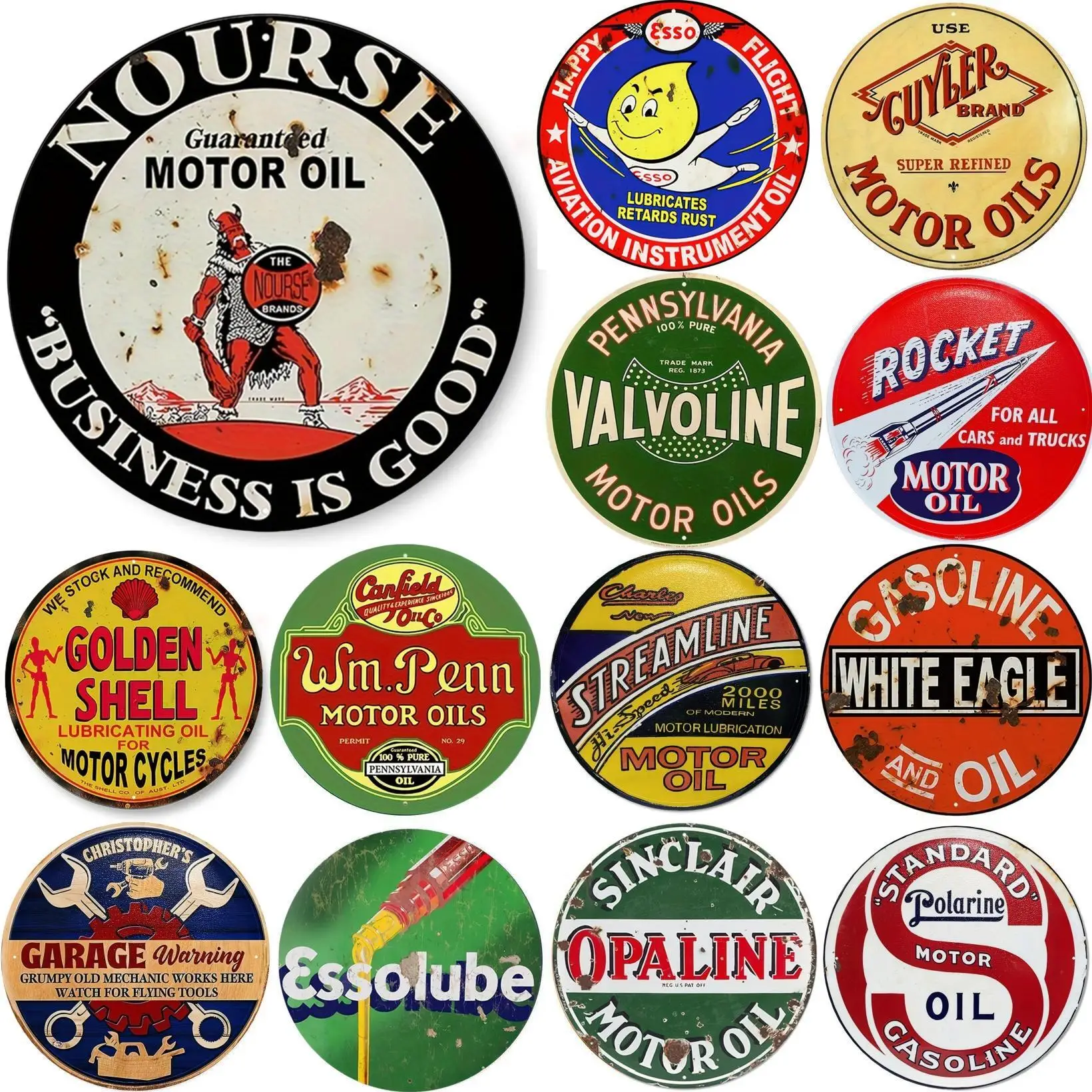 Home Bar And Restaurant - Papan Logam Bulat Vintage Bertuliskan Motor