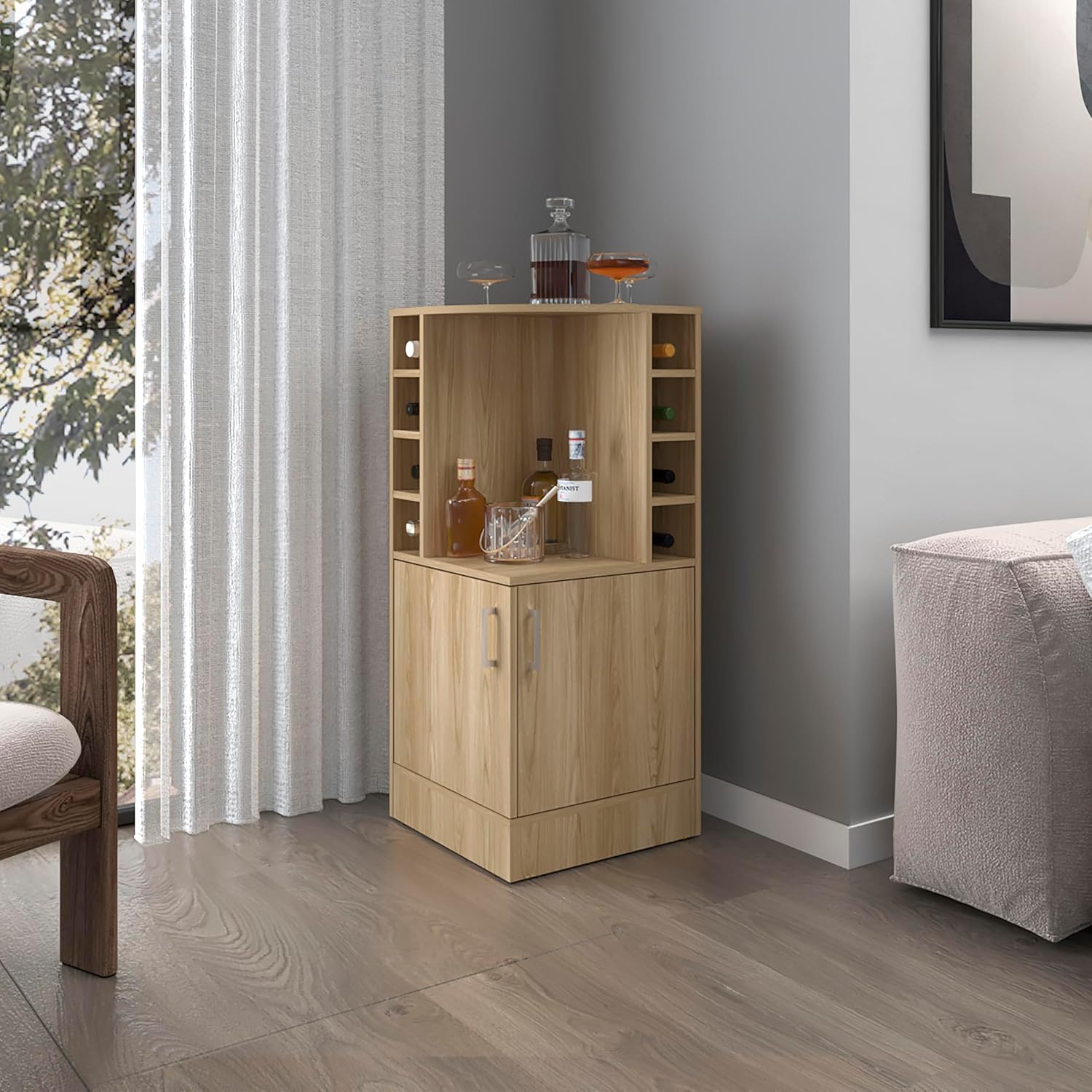 Home Bar Shelf - Lemari Bar Sudut dengan Rak Anggur