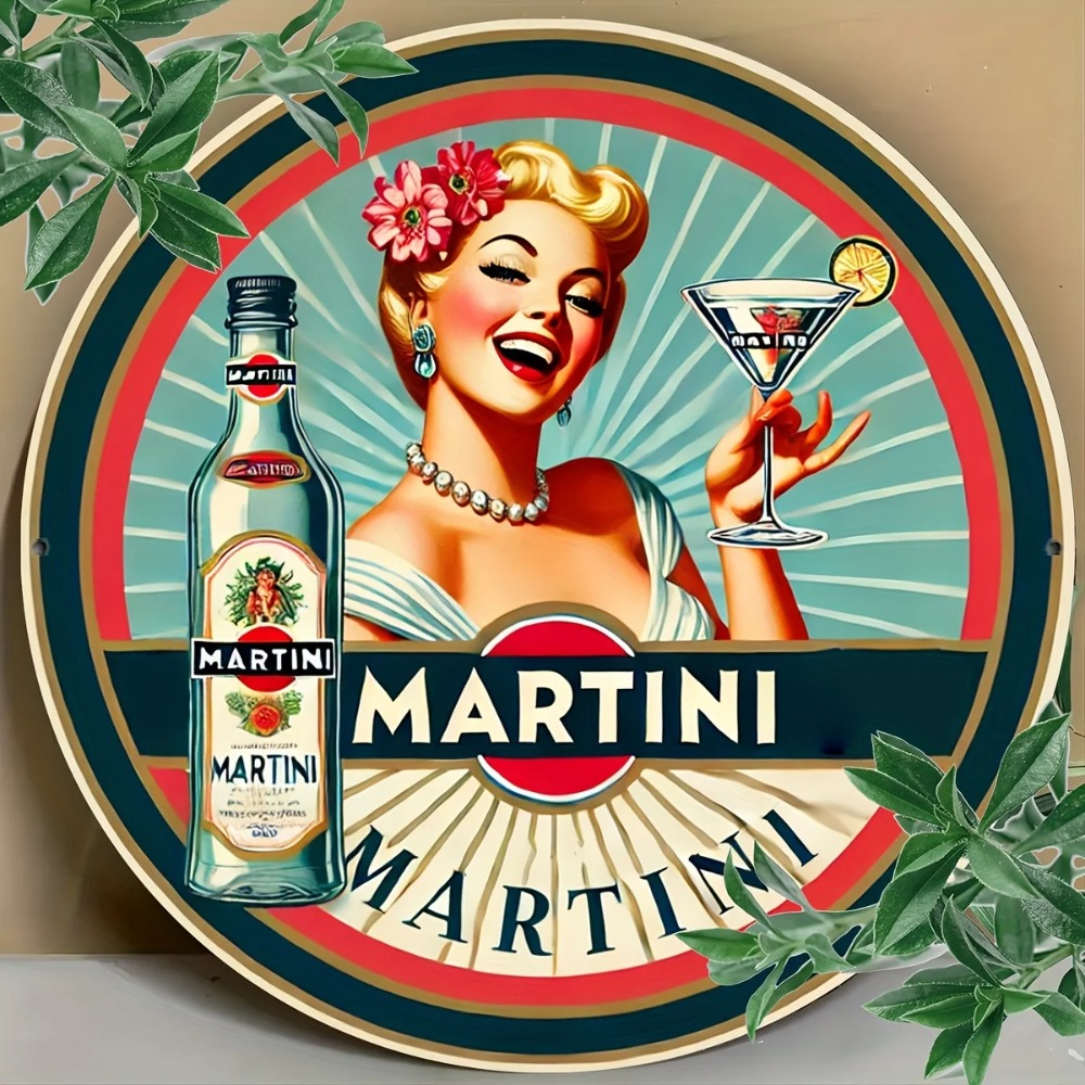 Home Bar And Restaurant - Papan Tanda Kaleng Vintage Martini Cocktail