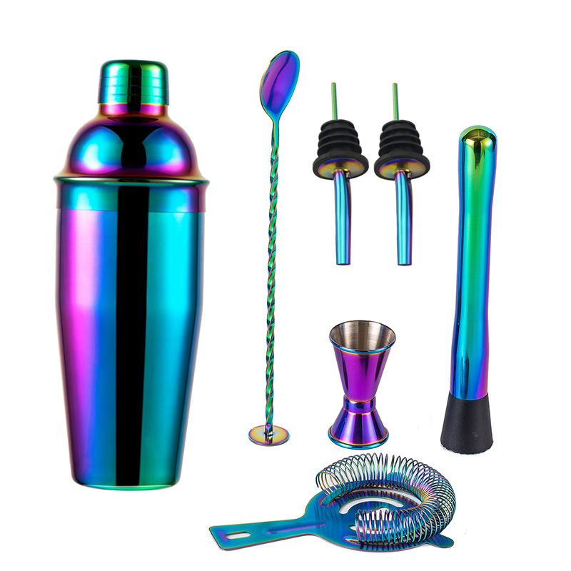 Boston Shaker Set - 5/7 buah pengocok koktail pelangi baja