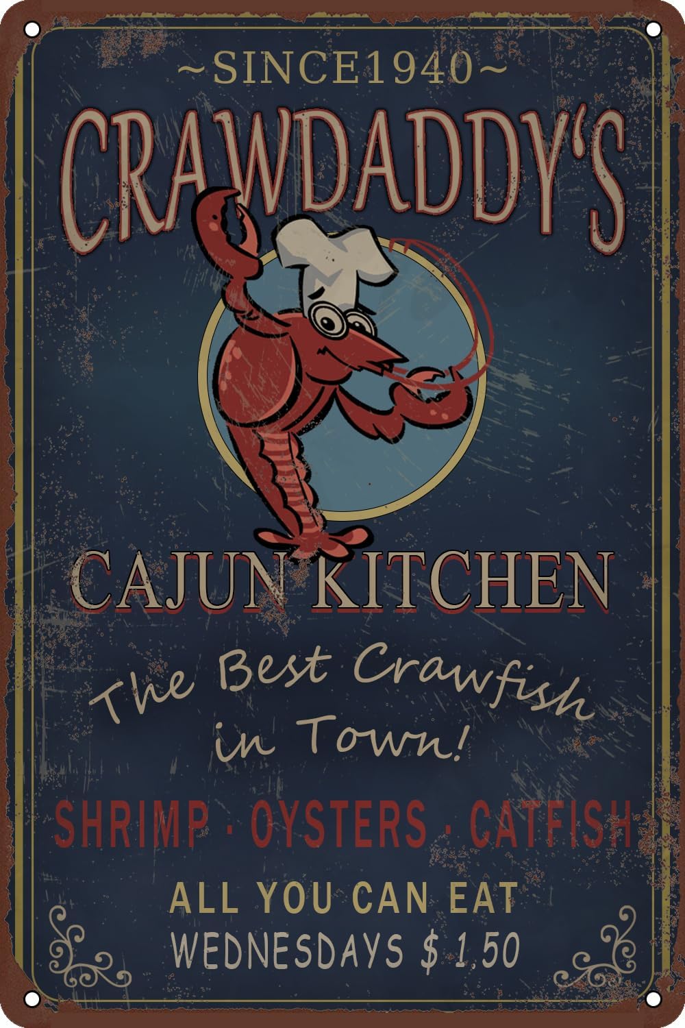Home Bar And Restaurant - Papan Logam Tin Sign Beat Crawfish
