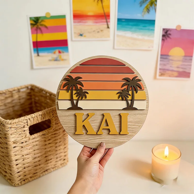 Home Bar Signs - Papan Nama Kayu Bulat Vintage dengan