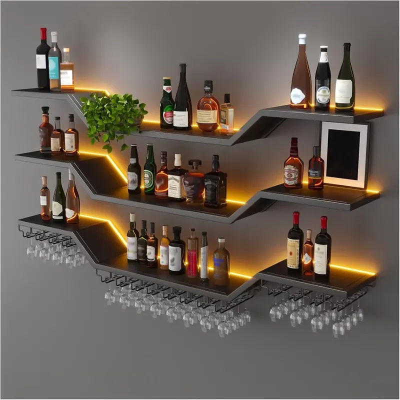 Home Bar Shelf - Rak Anggur LED 70.8 inci untuk