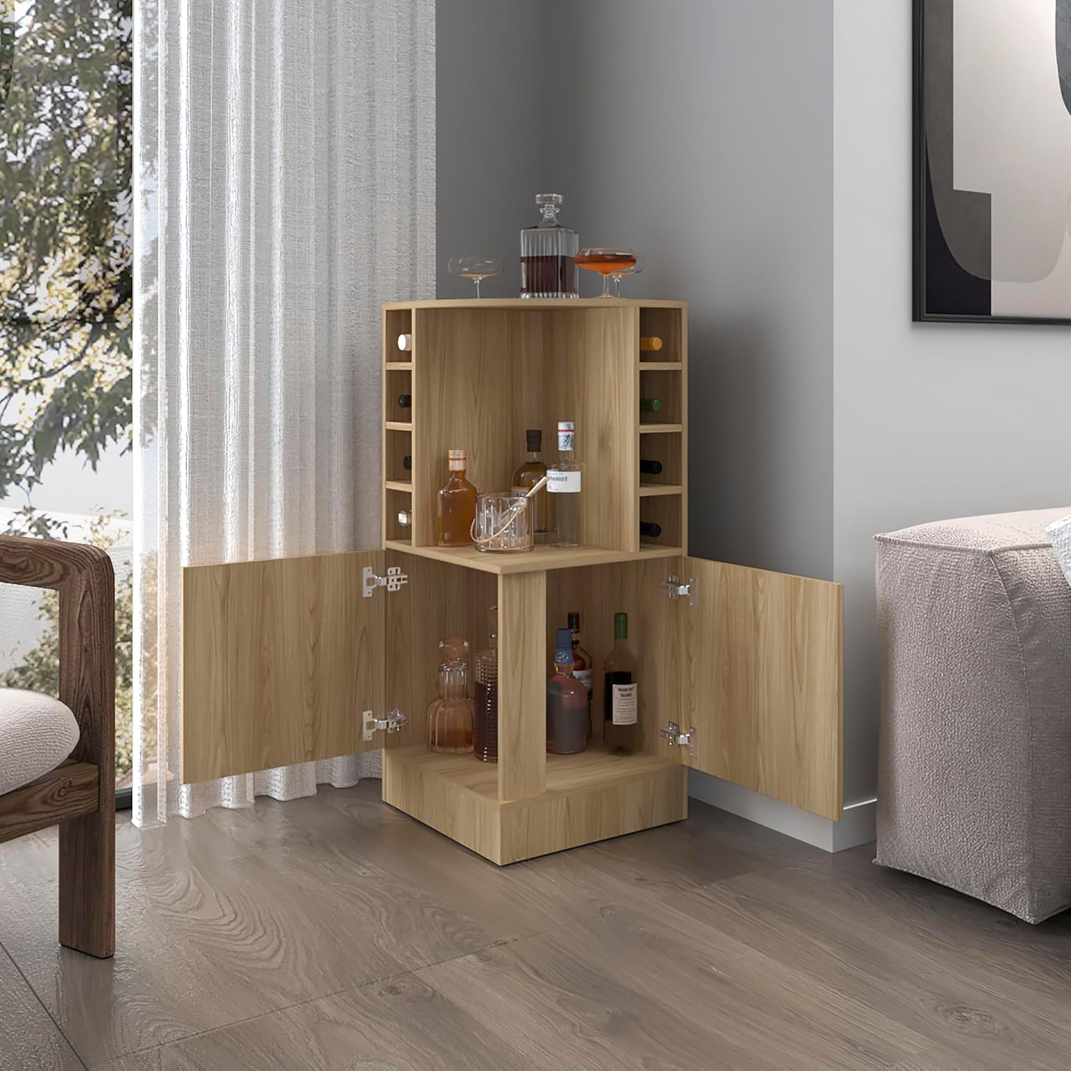 Lemari Bar Sudut dengan Rak An - Home Bar Shelf ulasan dan harga