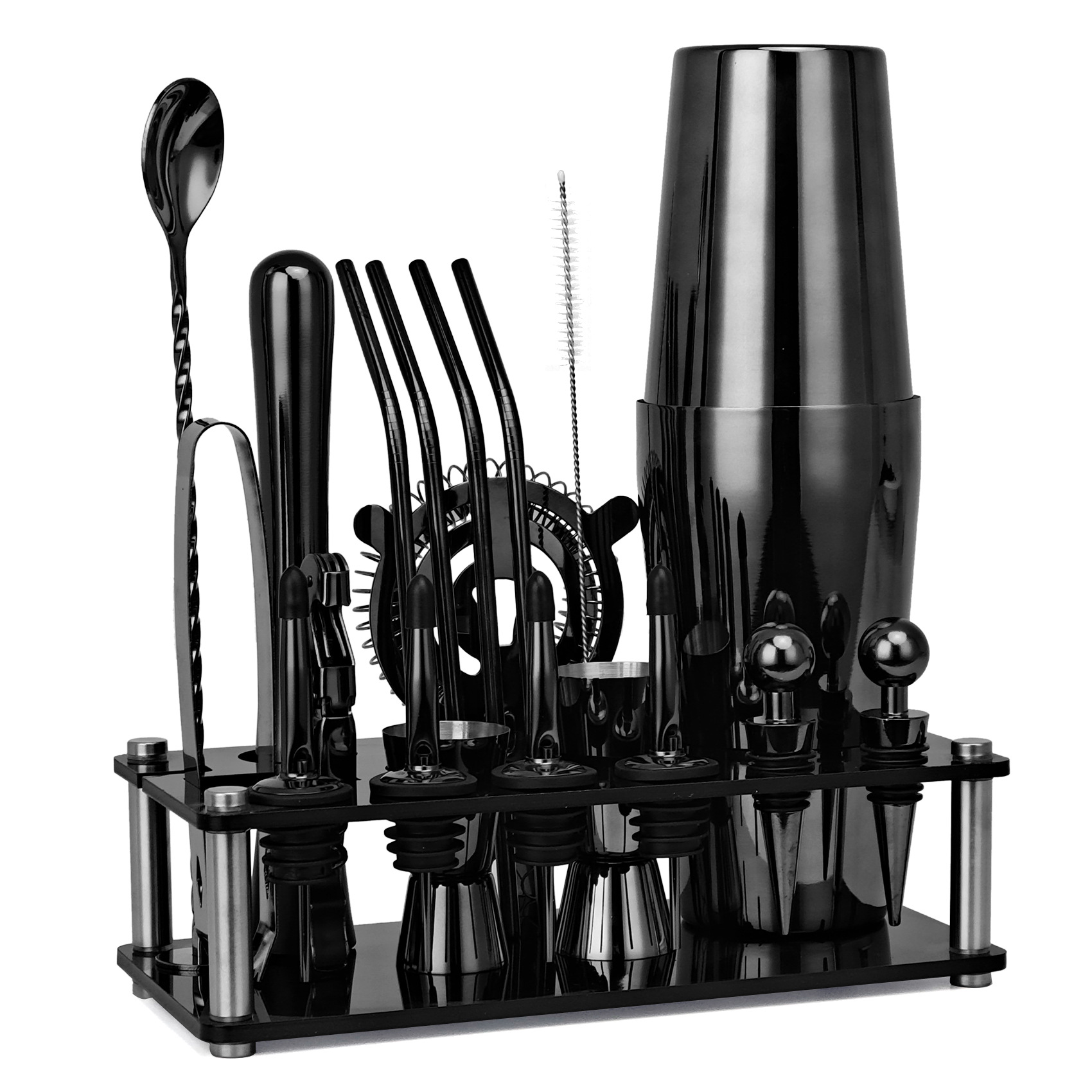 20 buah hitam/mawar emas/perak - Boston Shaker Set ulasan dan harga