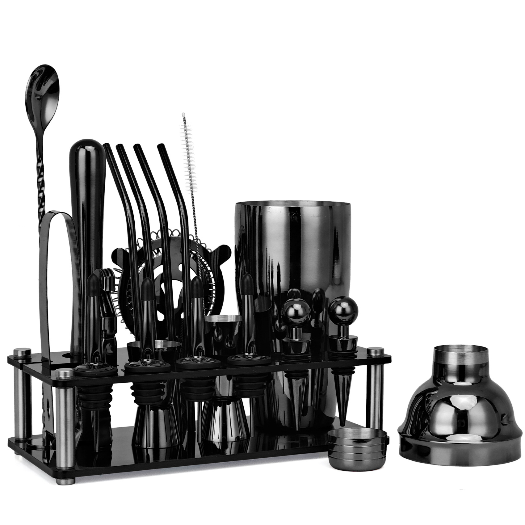 20 buah hitam/mawar emas/perak - Boston Shaker Set ulasan dan harga
