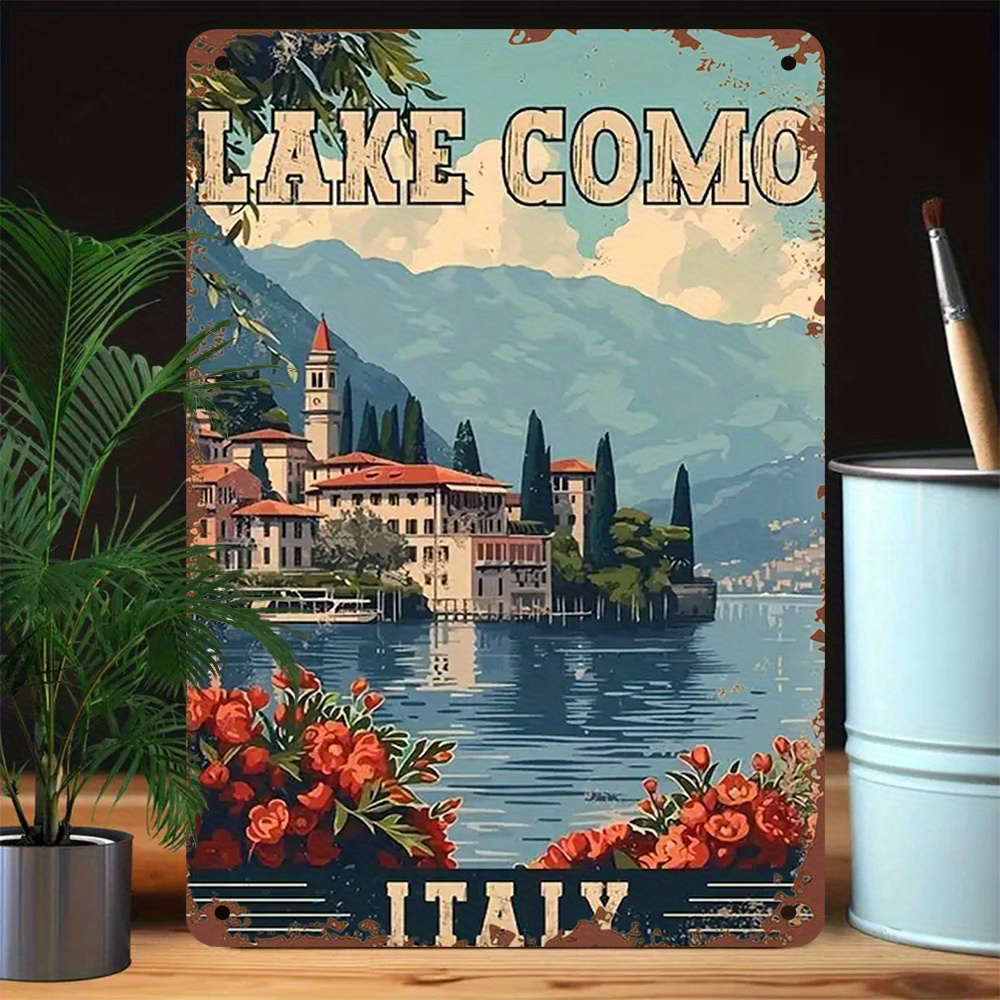 Papan Logam Vintage Danau Como - Home Bar And Restaurant ulasan dan harga